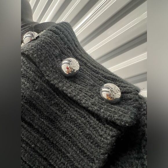 Michael Kors Women's Wide-Rib Button Turtleneck Poncho - Picture 5 of 8